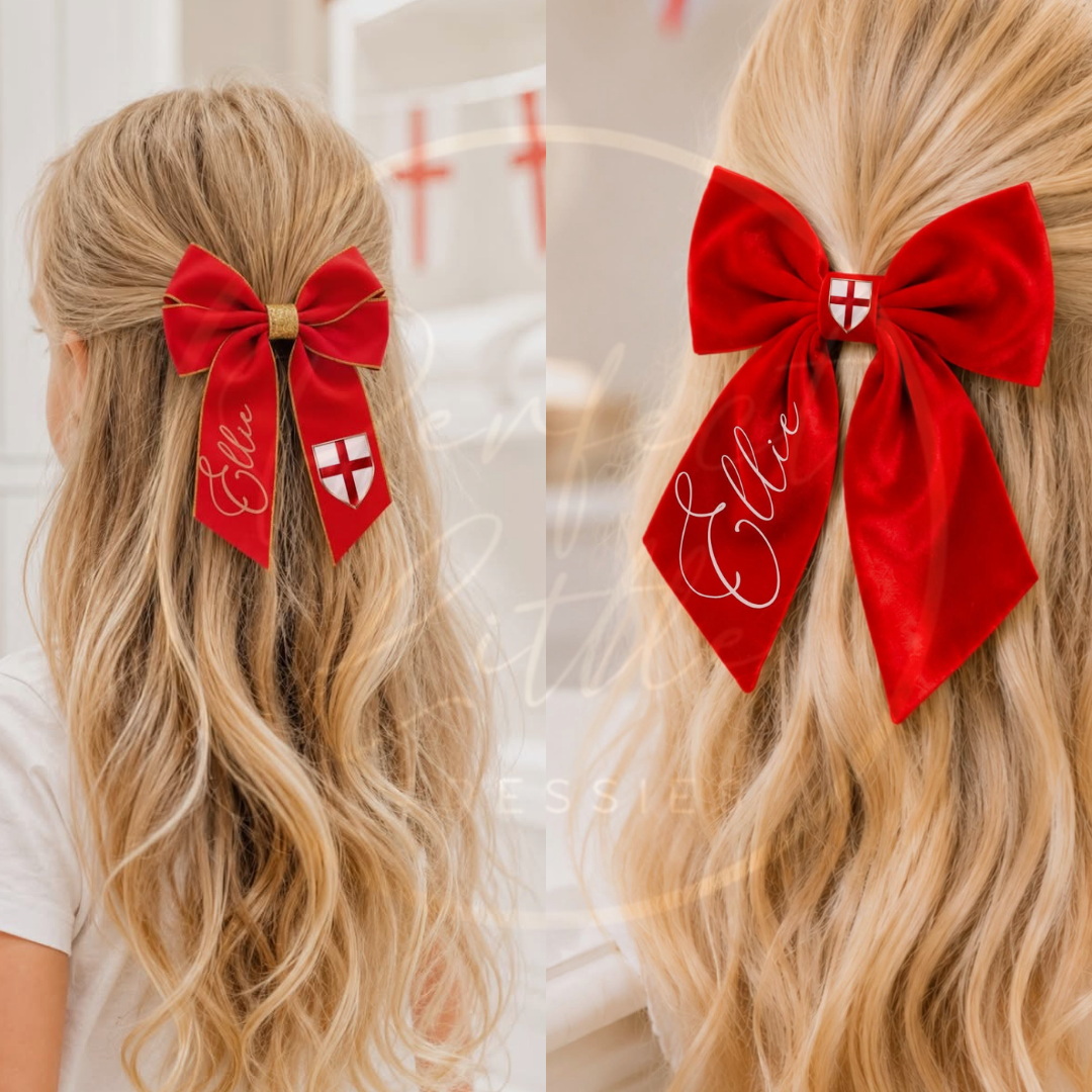 World Cup - XL Velvet Hair Bow England