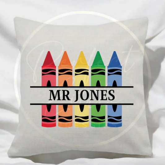 Teacher Crayon Cushion Cover