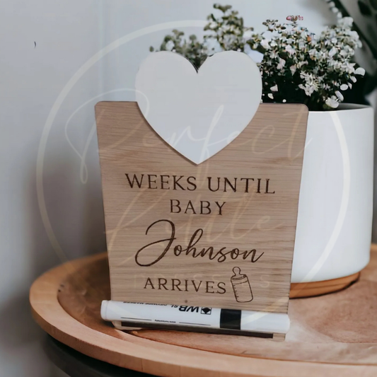 Baby Countdown Oak Plaque