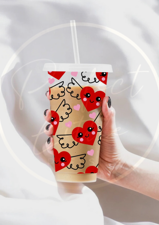 Red Heart Wing Design - 24oz Cold Cup Personalised