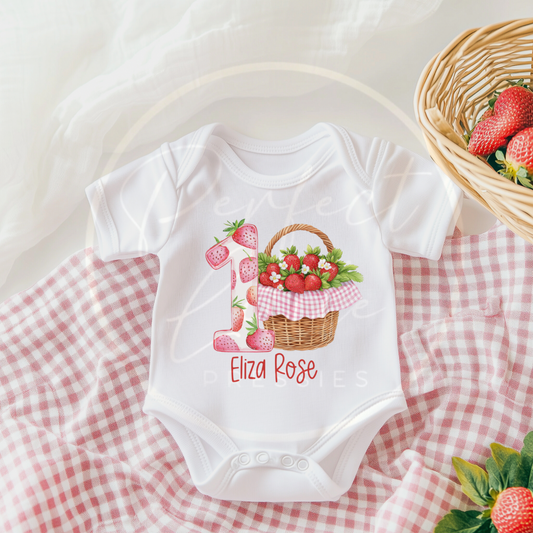 Strawberry Number Baby Grow
