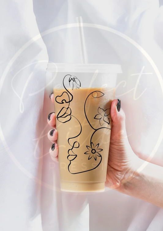 Linear Faces Design - 24oz Cold Cup Personalised