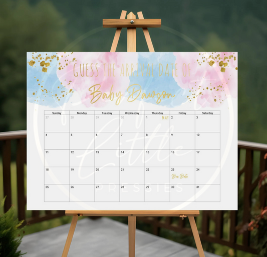 Guess Baby Birth Date - Pink/Blue Watercolour