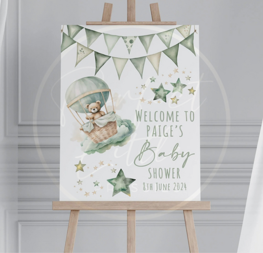 Baby Shower Welcome Sign - Hot Air Balloon
