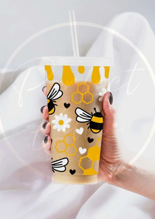 Honey Bee Design - 24oz Cold Cup Personalised