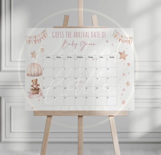 Guess Baby Birth Date - Hot Air Balloon Sign