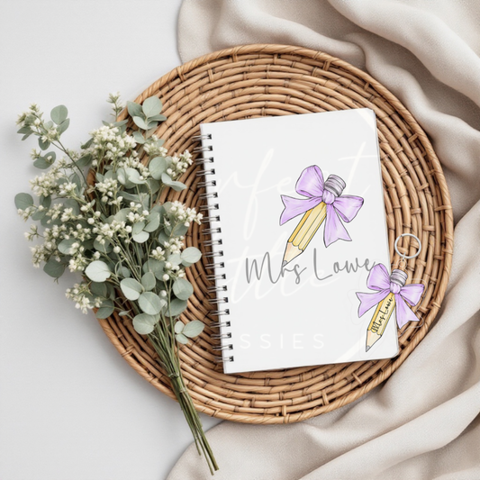 Teacher's Notebook - Lilac Bow Pencil Design