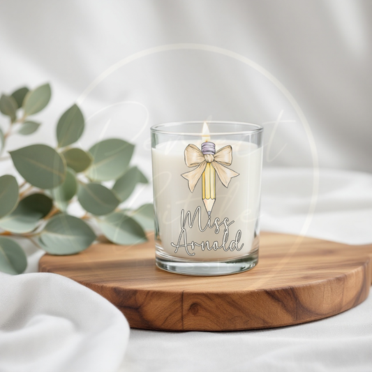 Teacher Candle - Bow Pencil Design