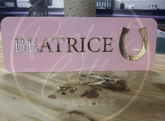 3D Acrylic Horse Shoe Name Sign - Small