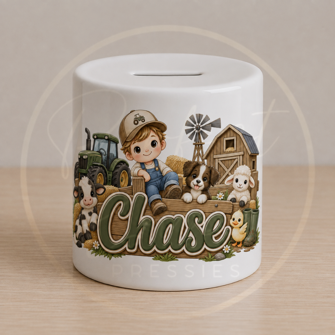 Ceramic Money Jar - Boy Farm Yard