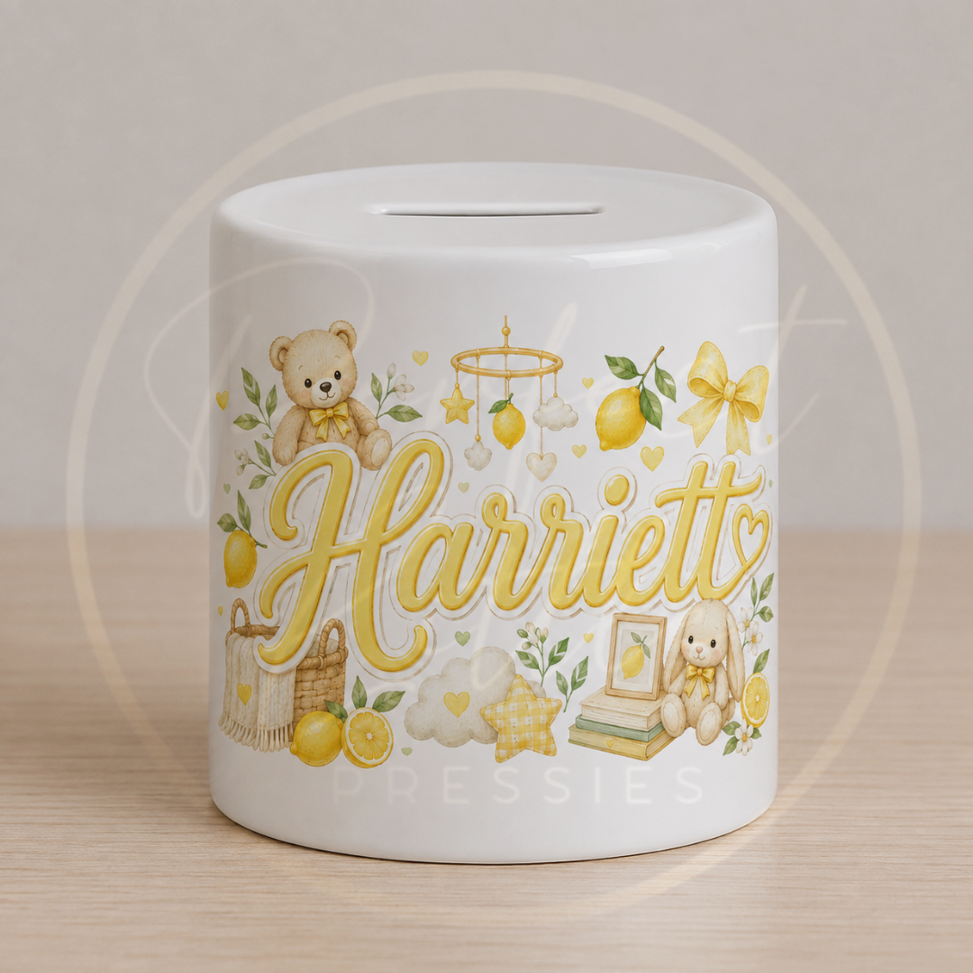 Ceramic Money Jar - Lemon Nursery Theme