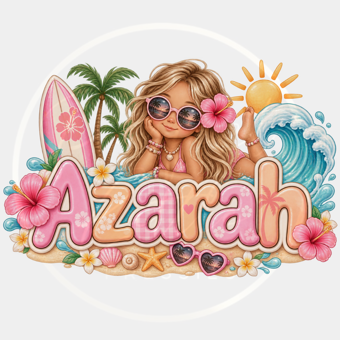 CUSTOM ADHESIVE DECAL - Tropical Paradise Girl