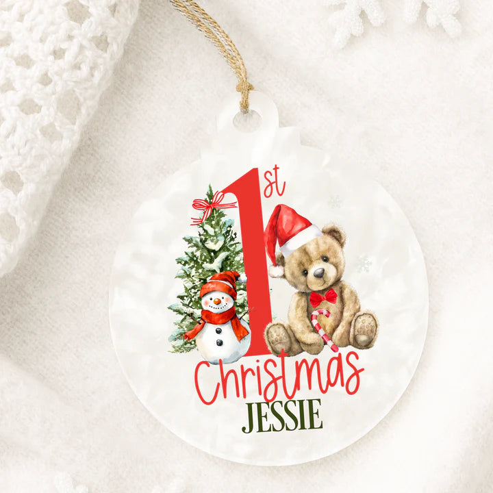 Christmas Decoration - 1st Christmas Red Bear Bauble
