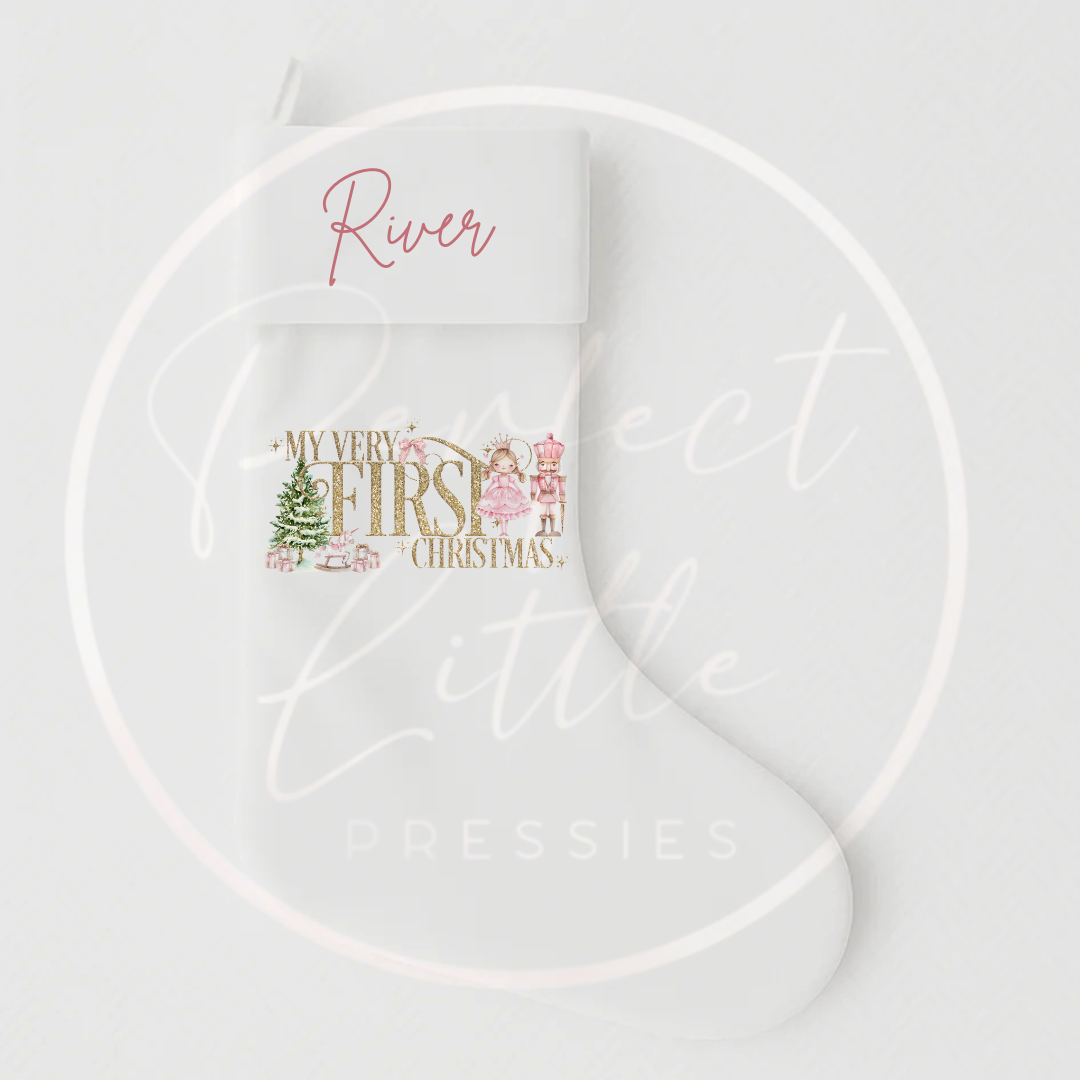 Christmas Stocking - Pink Nutcracker Very First Christmas