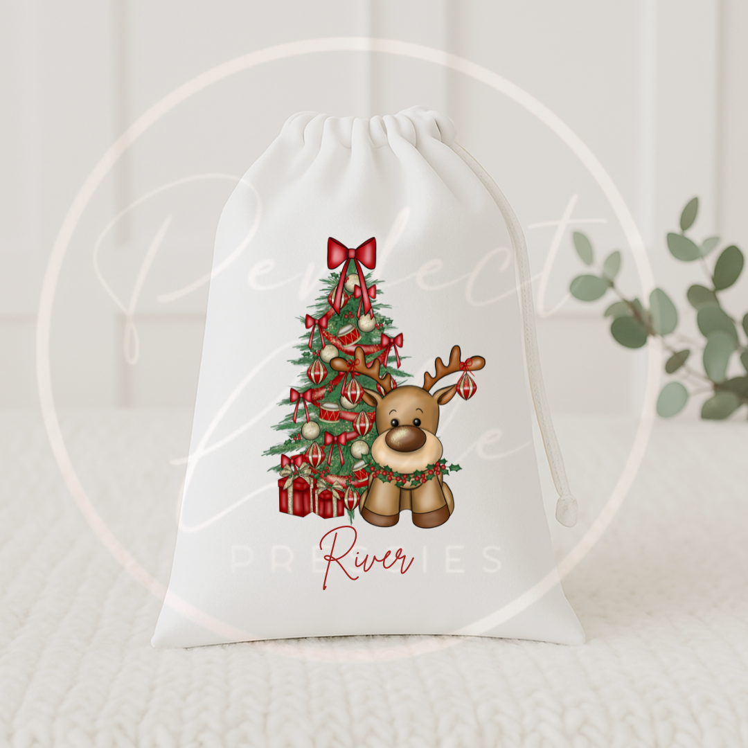 Christmas Drawstring Bag - Cartoon Reindeer