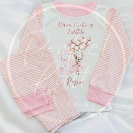 Kids Pink Birthday Dungaree Pyjamas