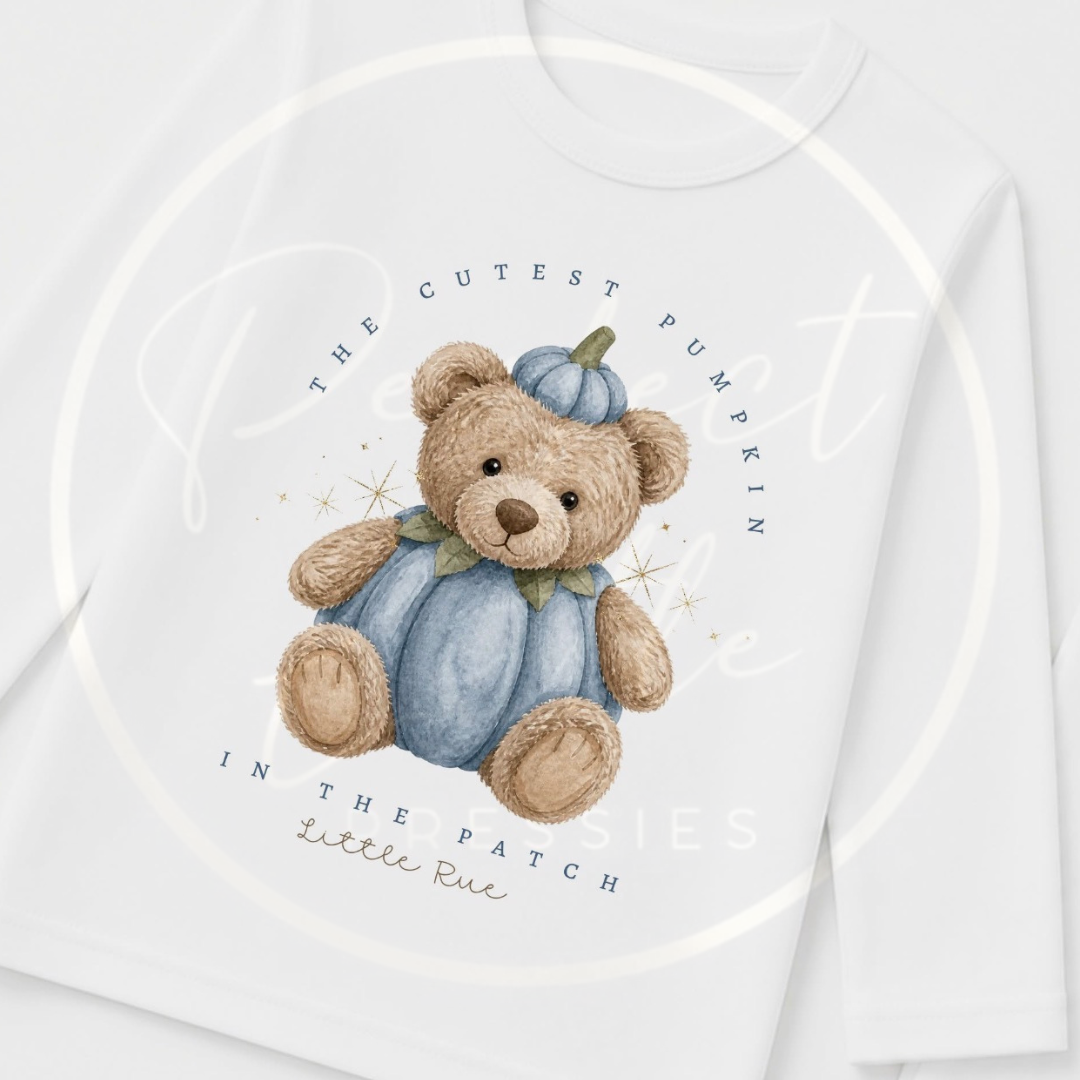 Pyjamas/Lounge Set - Cutest Pumpkin In The Patch Blue Bear