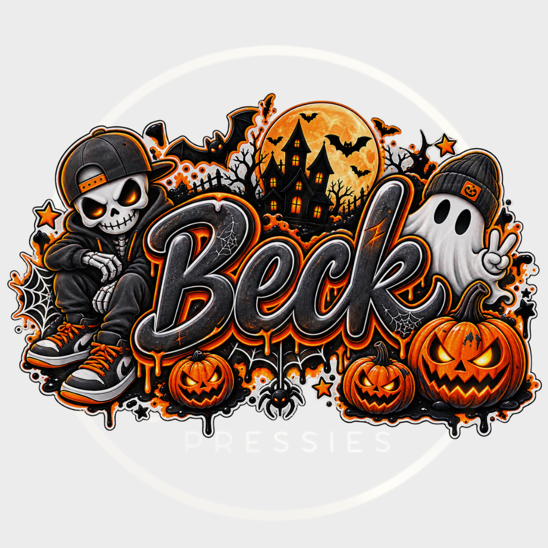 CUSTOM ADHESIVE DECAL - Black Halloween Name