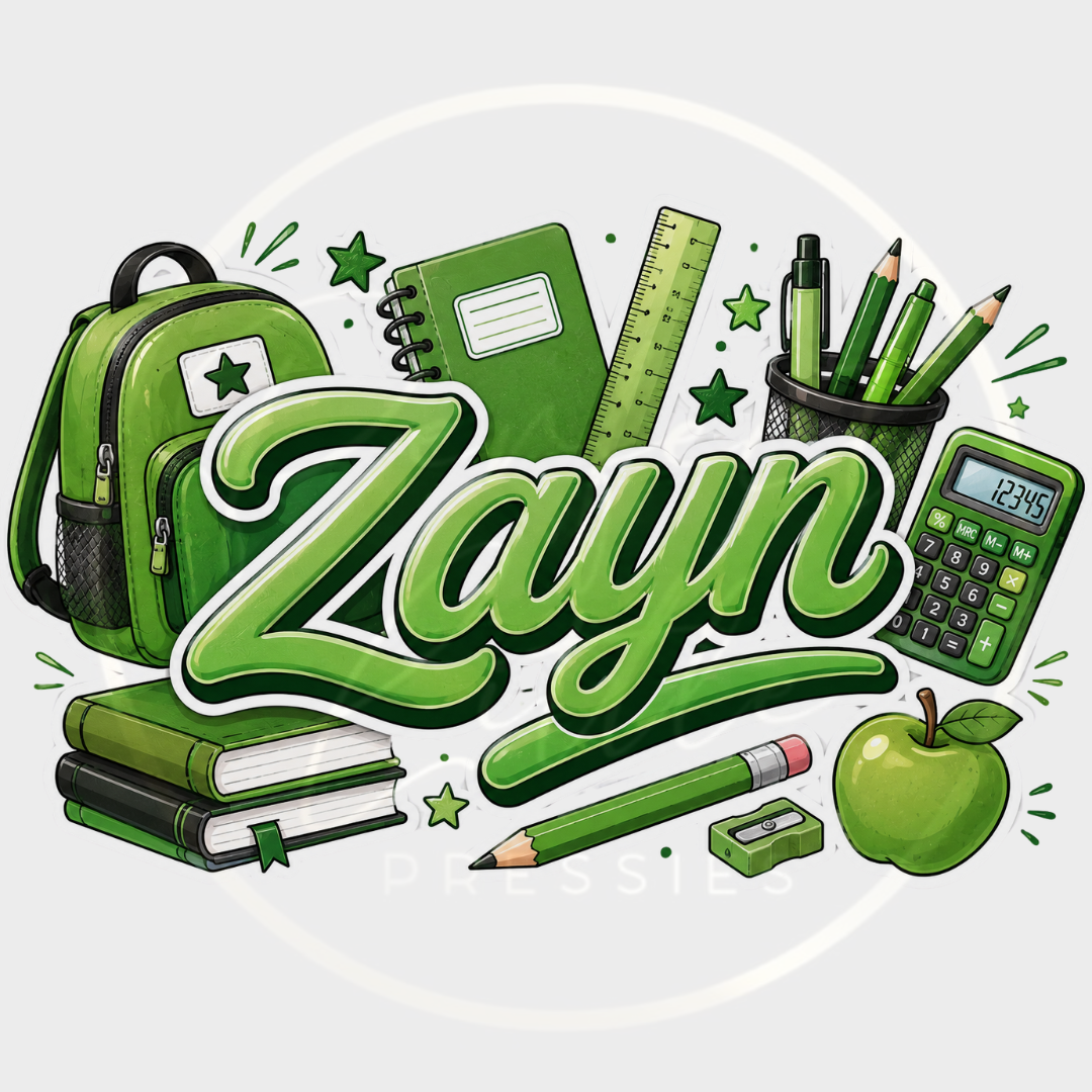 CUSTOM ADHESIVE DECAL - Green School Themed