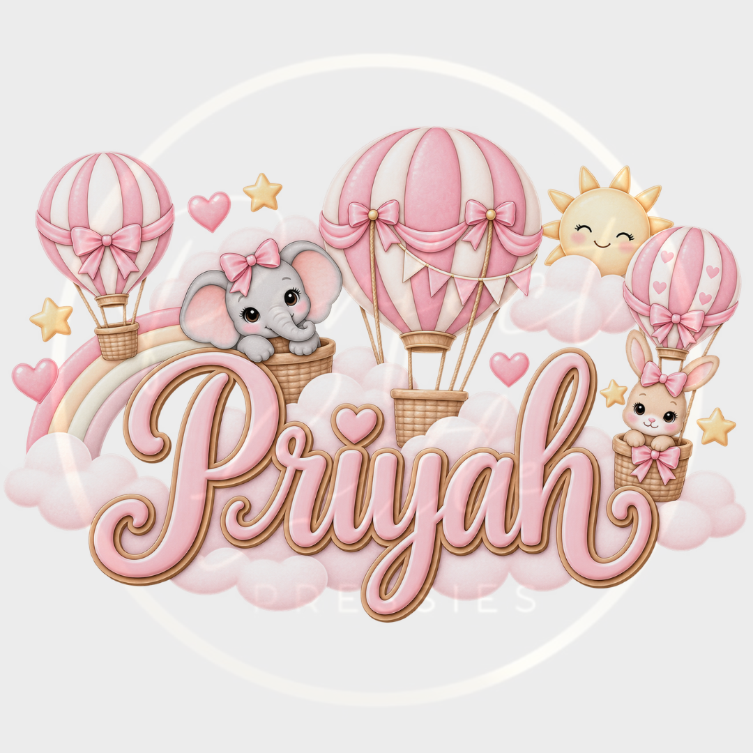 CUSTOM ADHESIVE DECAL - Pink Hot Air Balloon