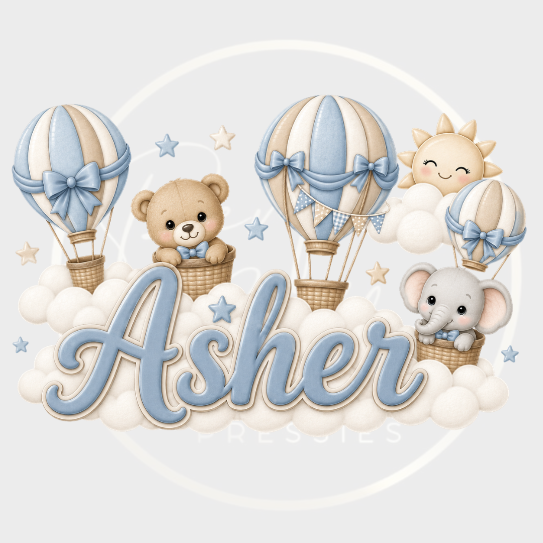 CUSTOM ADHESIVE DECAL - Blue Boys Hot Air Balloon