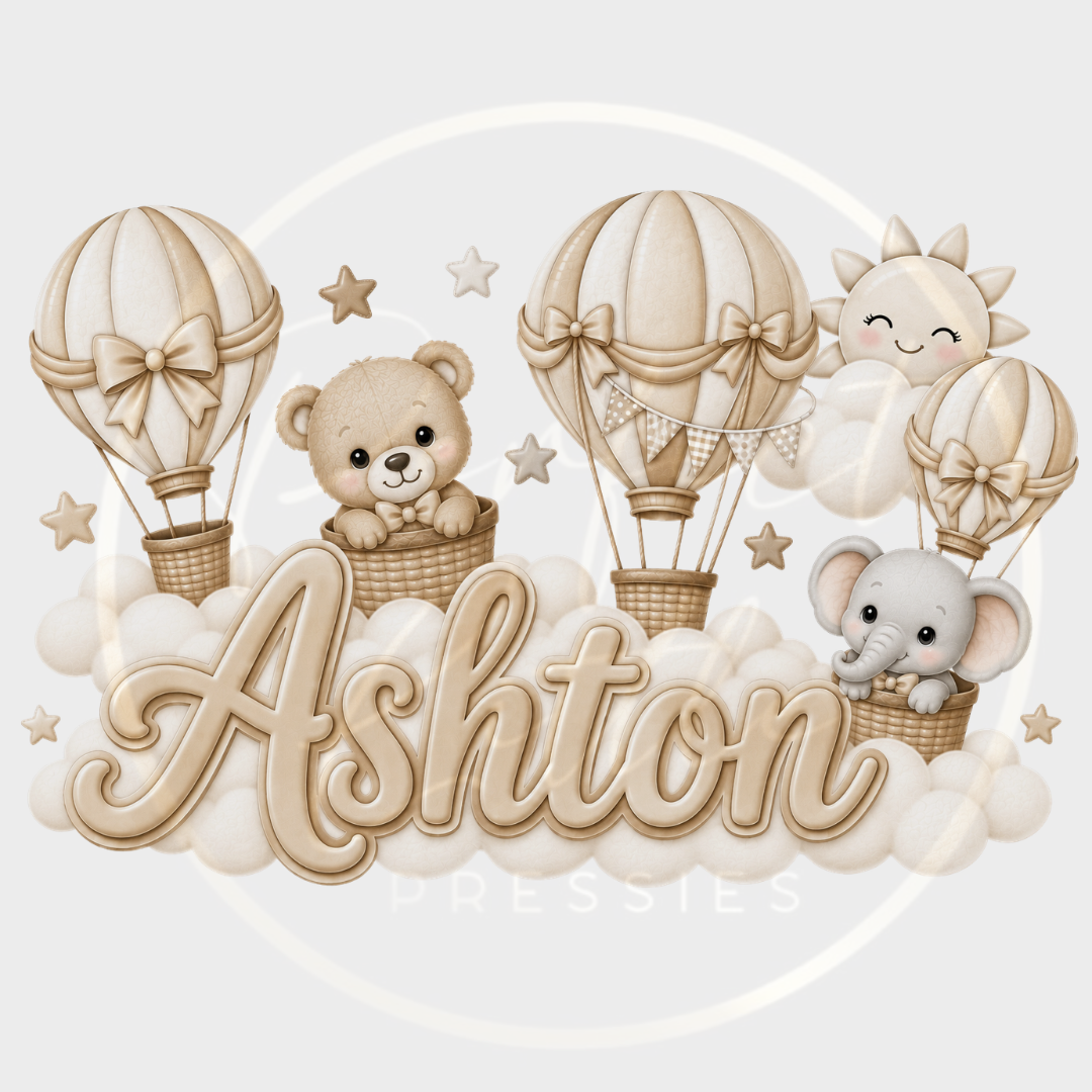 CUSTOM ADHESIVE DECAL - Beige Boys Hot Air Balloon