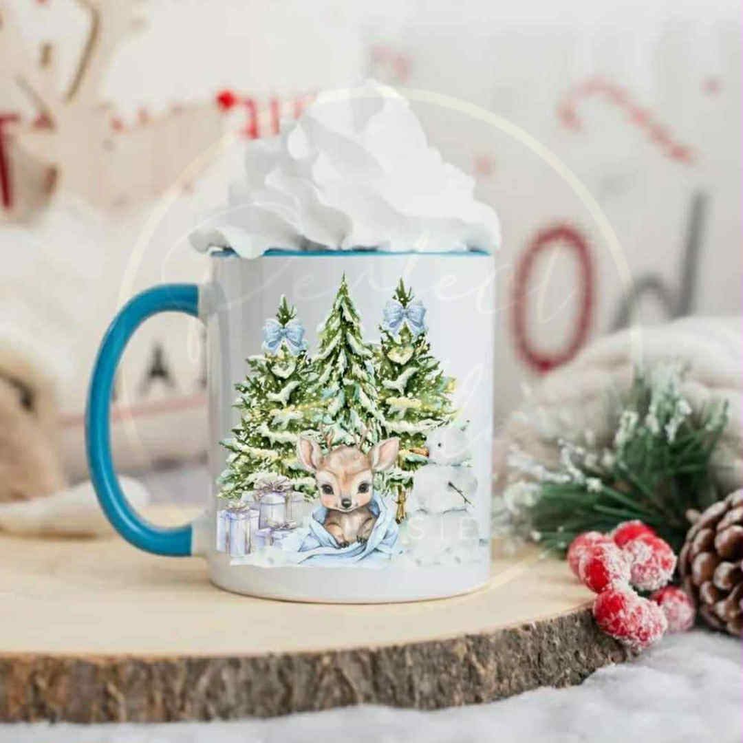 Christmas Mug - Blue Reindeer