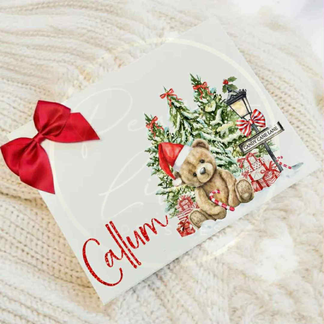 Christmas Box - Red Candy Cane Bear