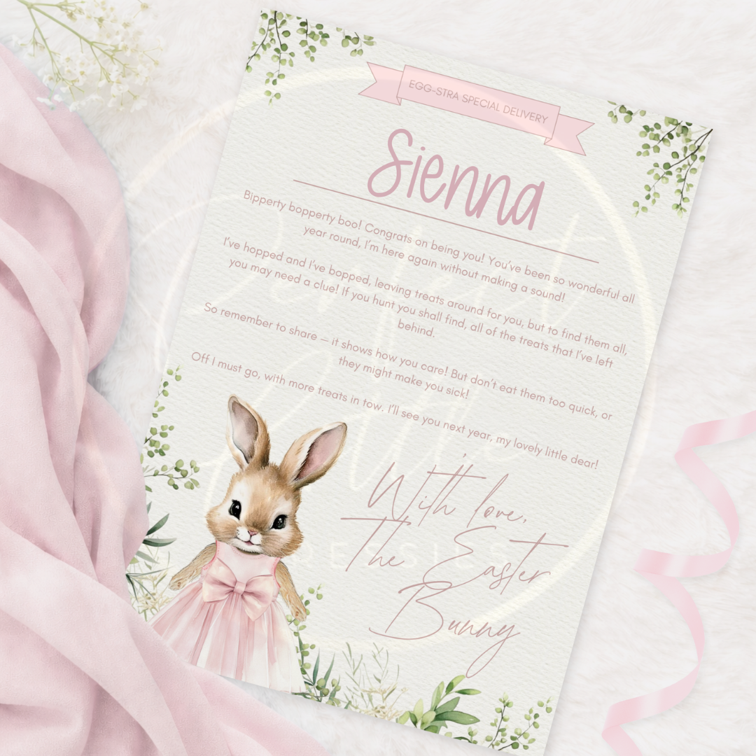 Easter - Pink Portrait Bunny Certificate