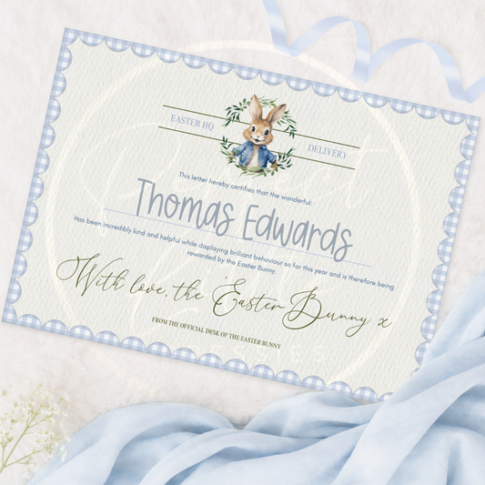 Easter - Blue Bunny Landscape Certificate