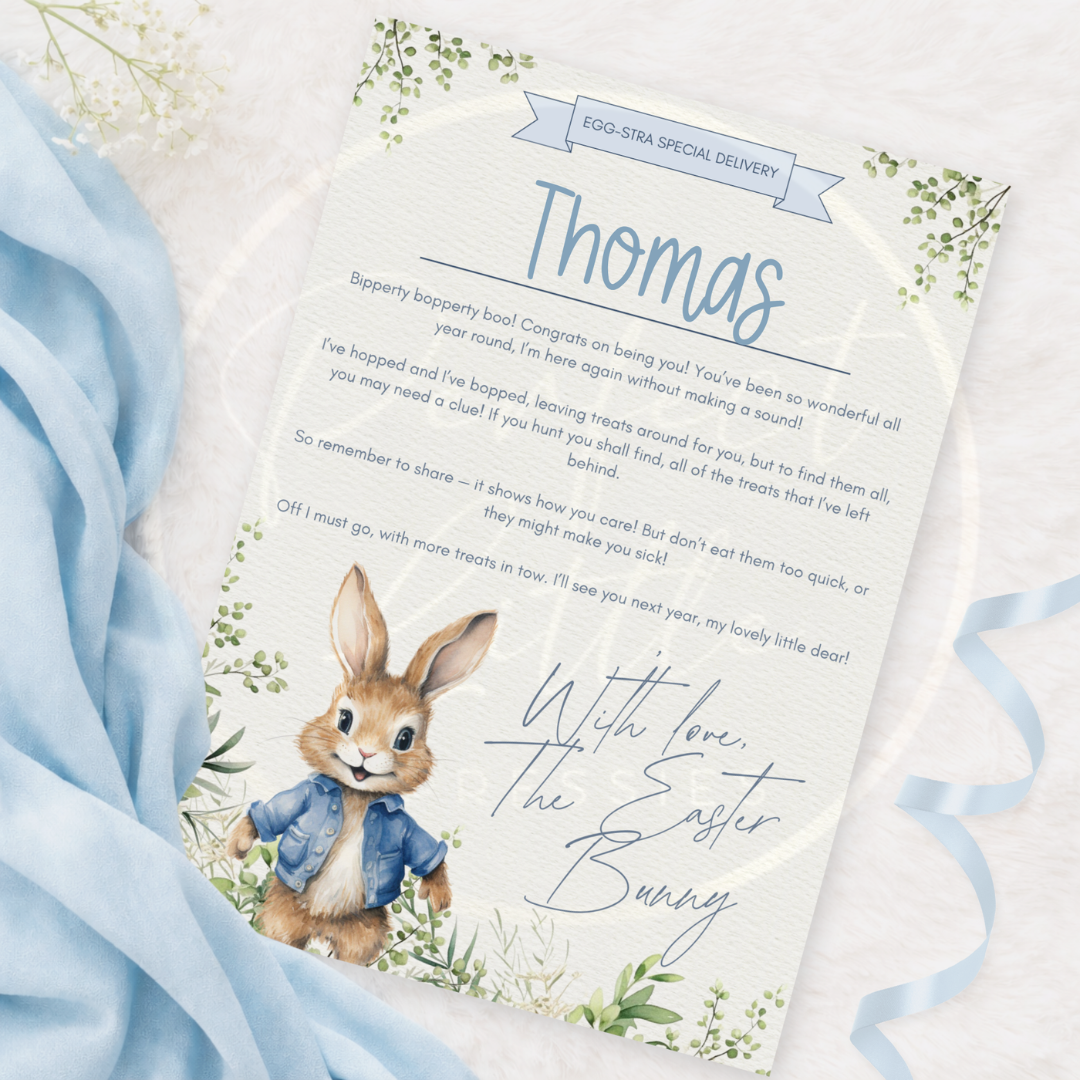 Easter - Blue Bunny Portrait Certificate