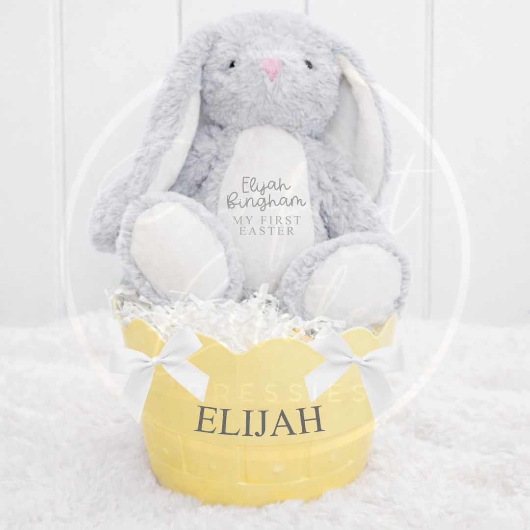 Easter - Grey/Yellow Bunny Basket Set