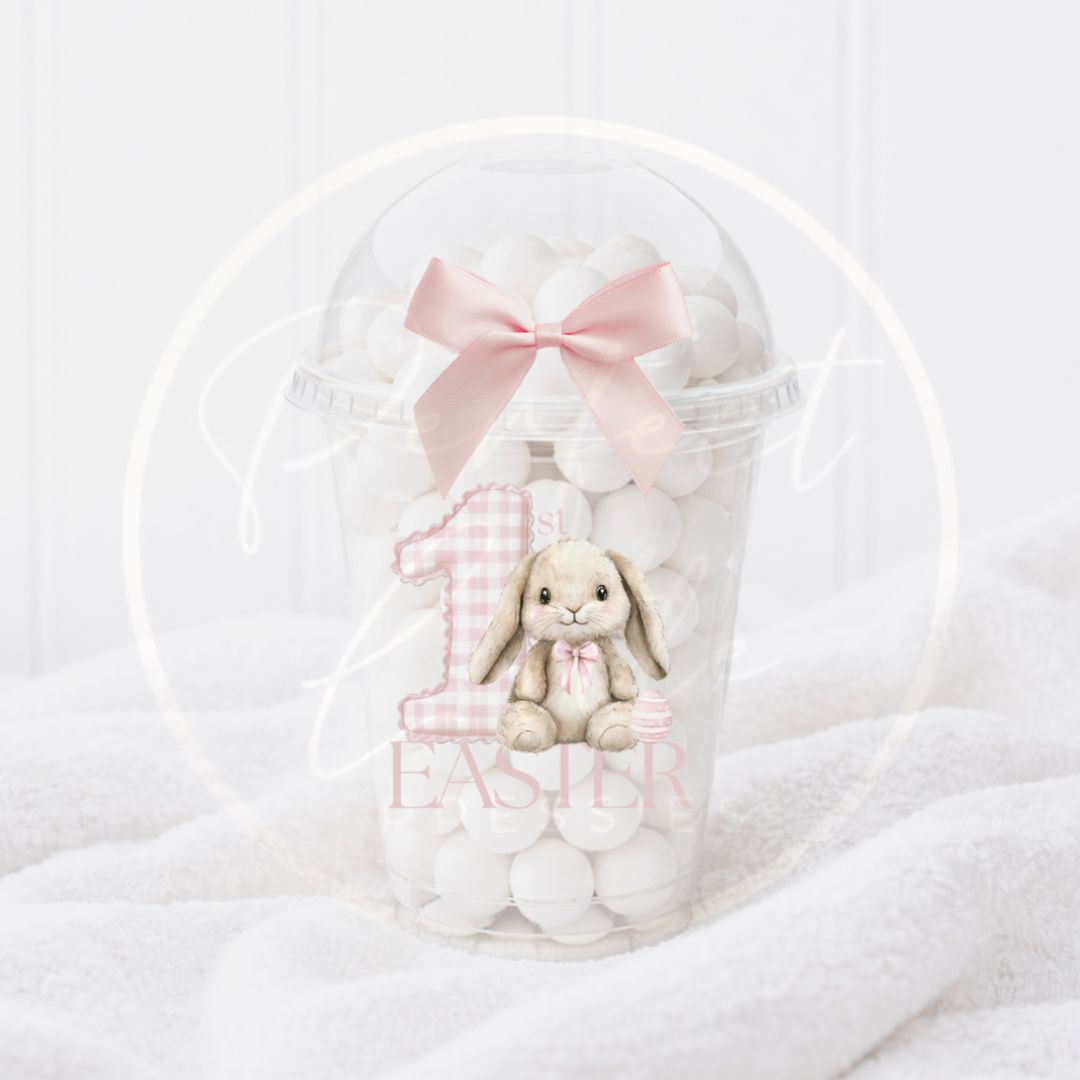 Easter - Pink 1st Easter Gingham Bunny Fillable Dome Cup