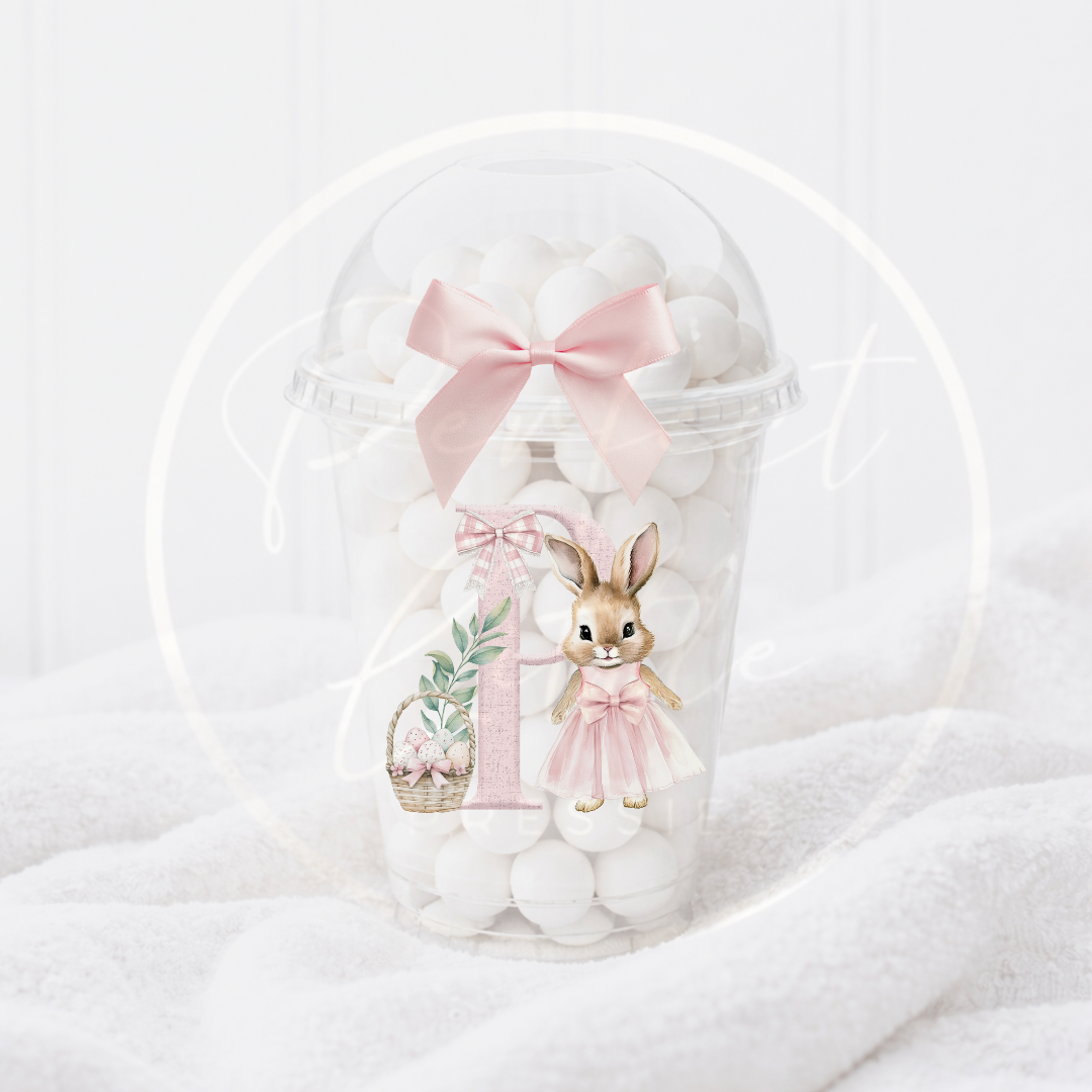 Easter - Pink Initial Bunny Fillable Dome Cup