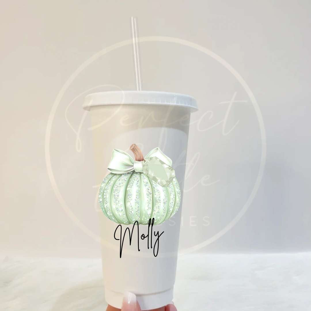 Halloween Cold Cup Glitter Pumpkin Designs 24oz