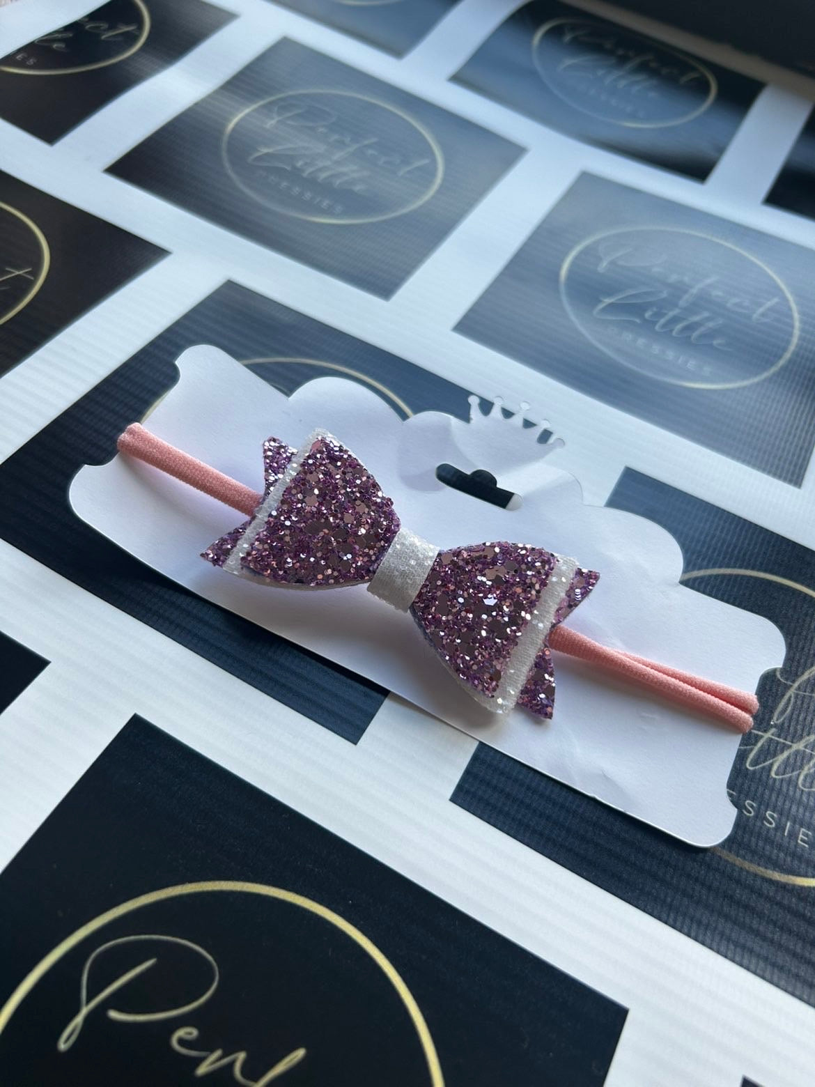 Baby Headband - White/Pink Bow