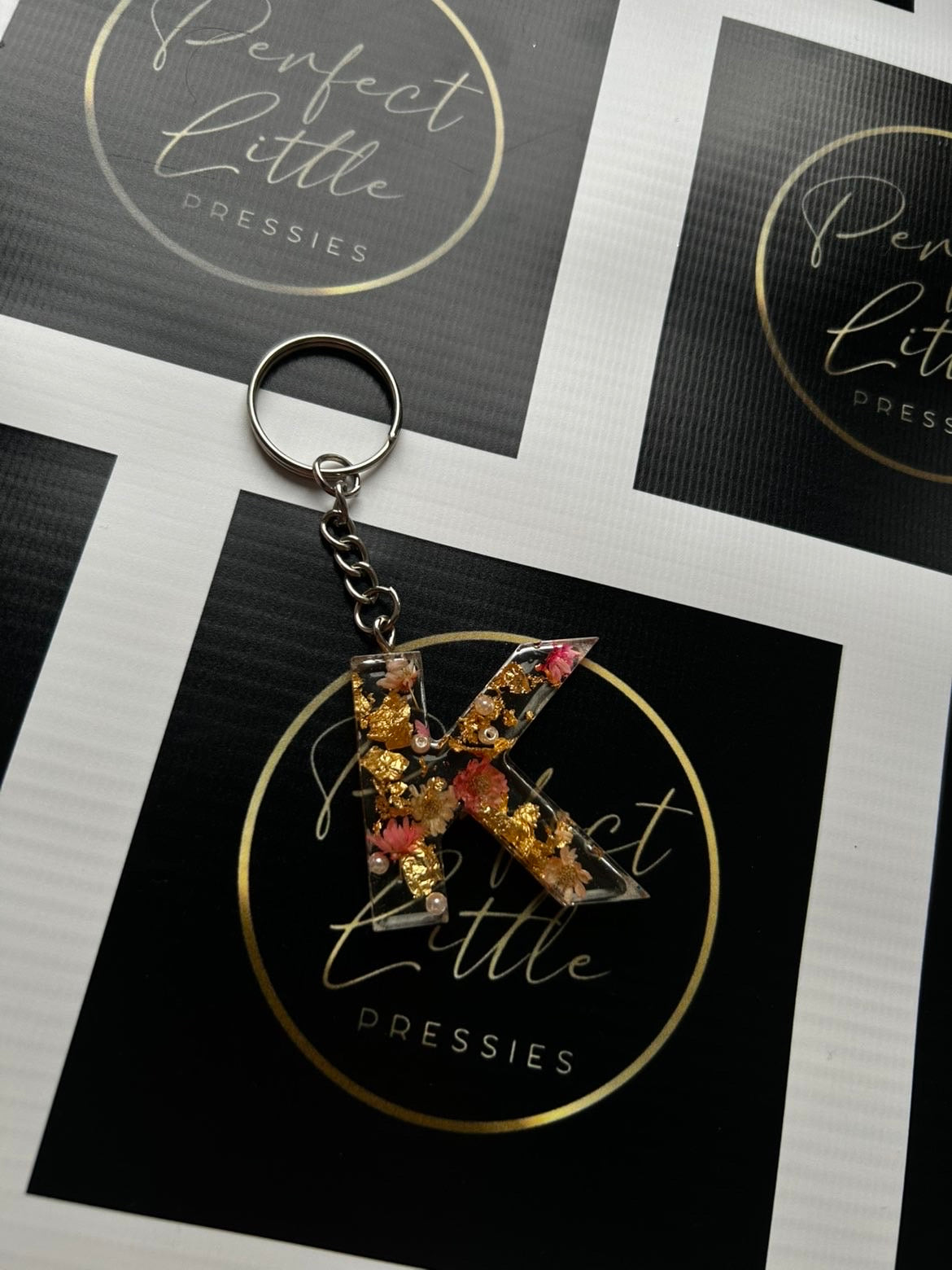 Resin Keyring - Rose/Gold K
