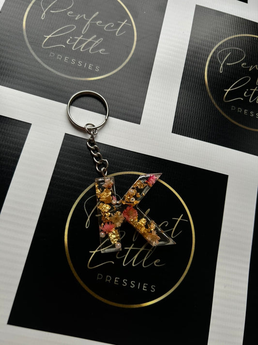 Resin Keyring - Rose/Gold K