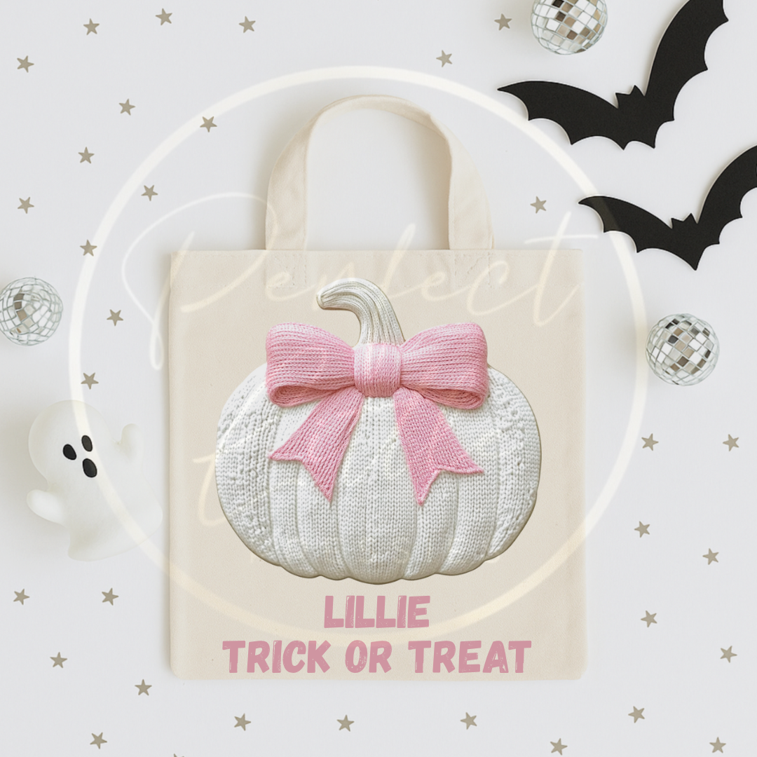 Halloween Embroidered Effect Pumpkin Tote Bag