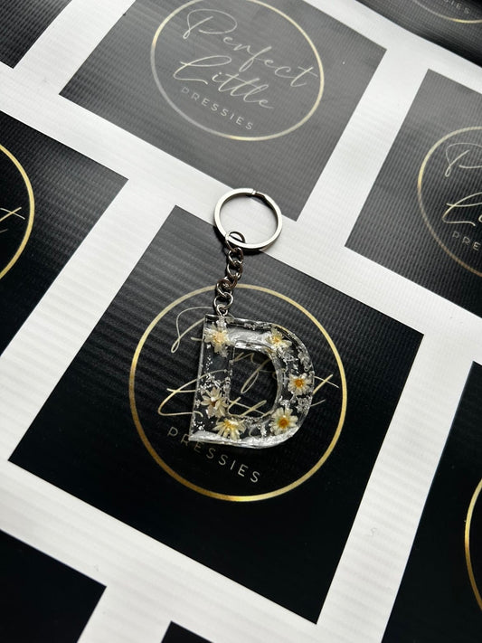 Resin Keyring - Silver D