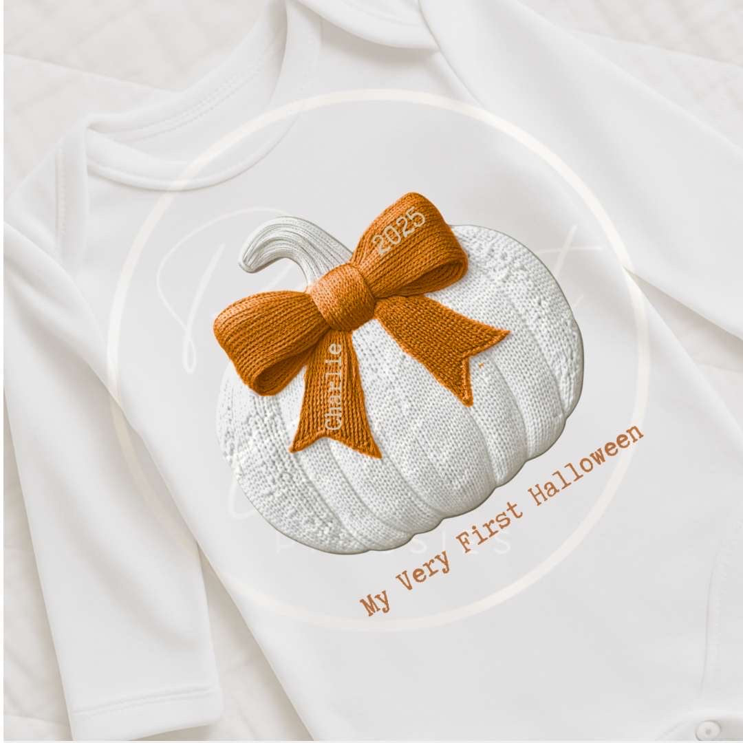 Halloween Embroidery Effect Baby Grow