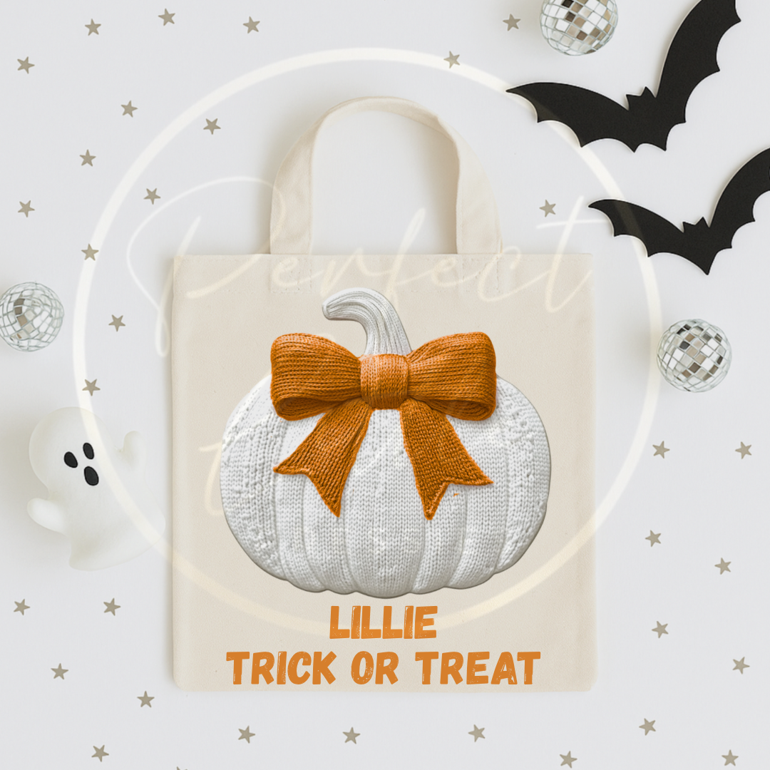 Halloween Embroidered Effect Pumpkin Tote Bag
