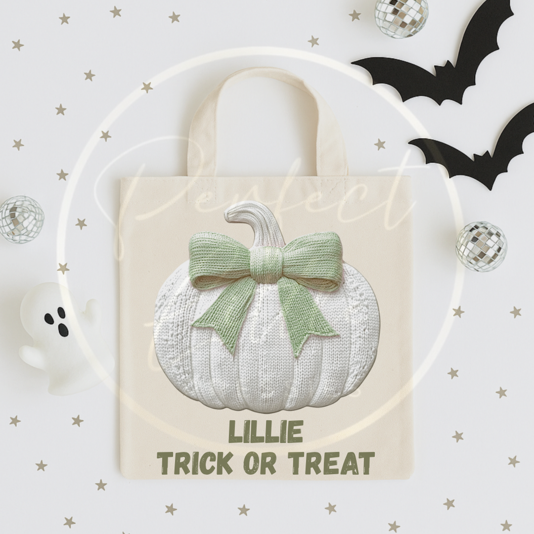 Halloween Embroidered Effect Pumpkin Tote Bag