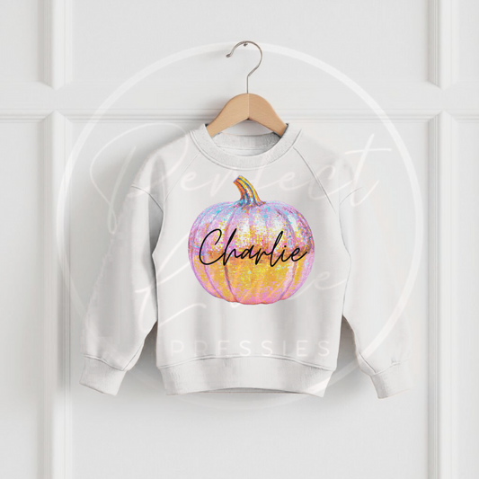 Halloween Kids Iridescent Pumpkin Sweatshirt