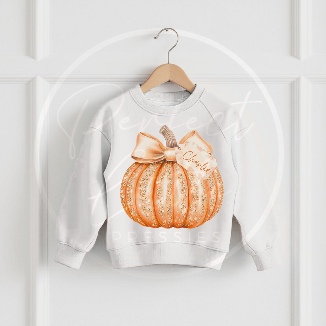 Halloween Kids Glitter Pumpkin Sweatshirt