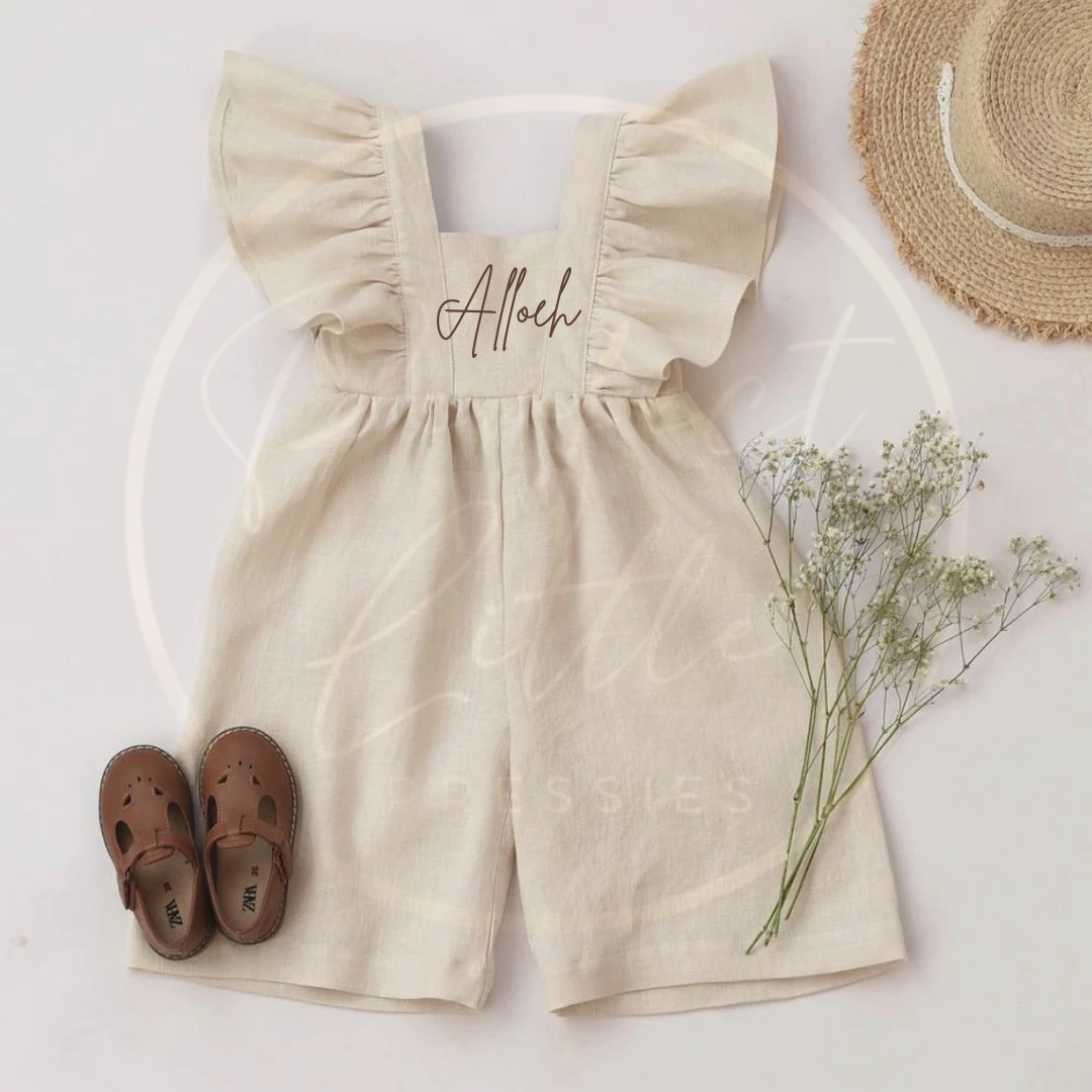 Girls Linen Frill Shoulder Playsuit