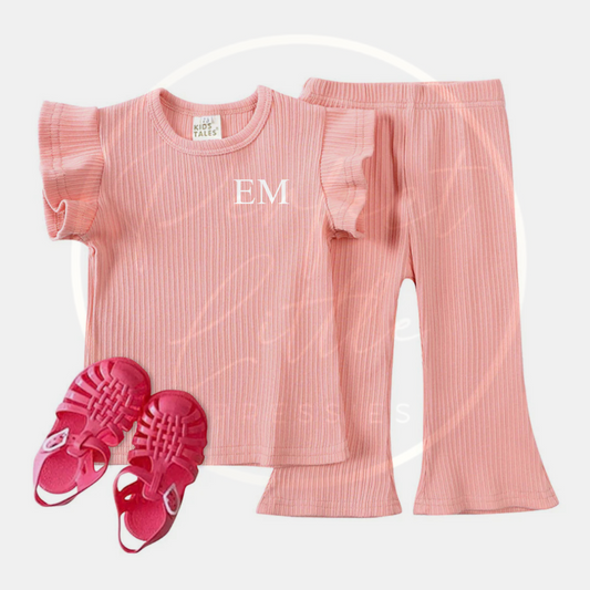 Girls Ribbed Flare Two Piece