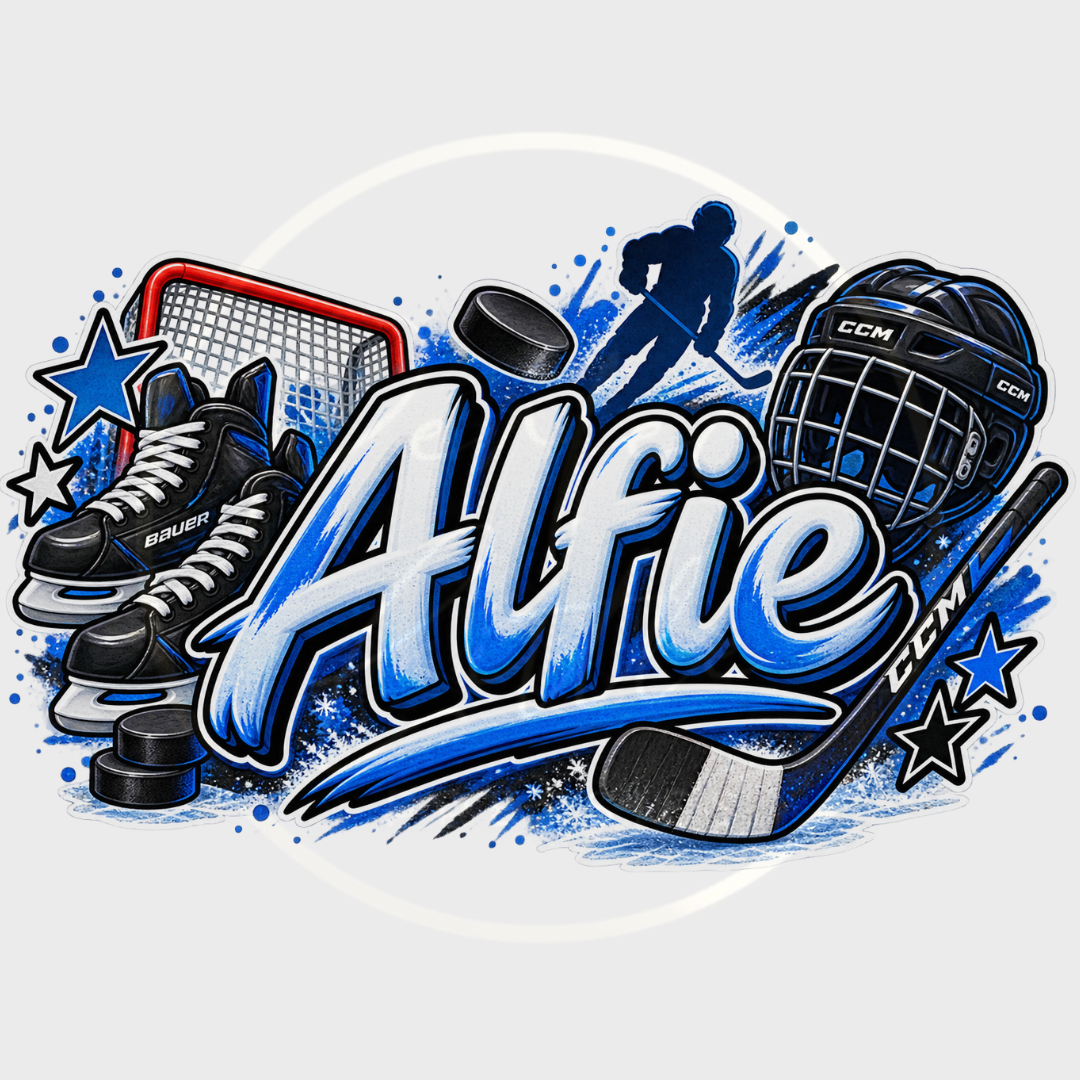 CUSTOM ADHESIVE DECAL - Ice Hockey Name