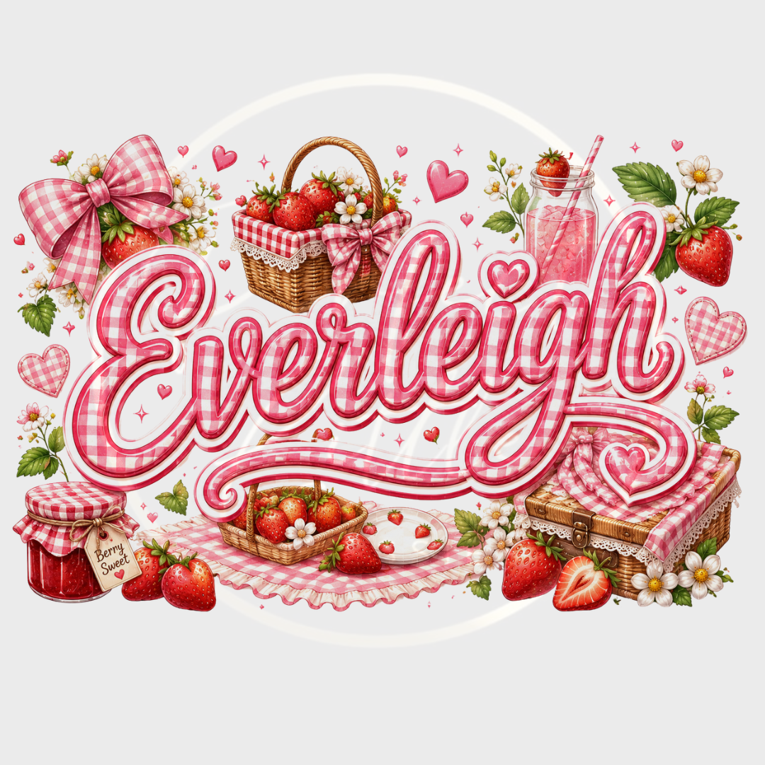 CUSTOM ADHESIVE DECAL - Strawberry Picnic Name