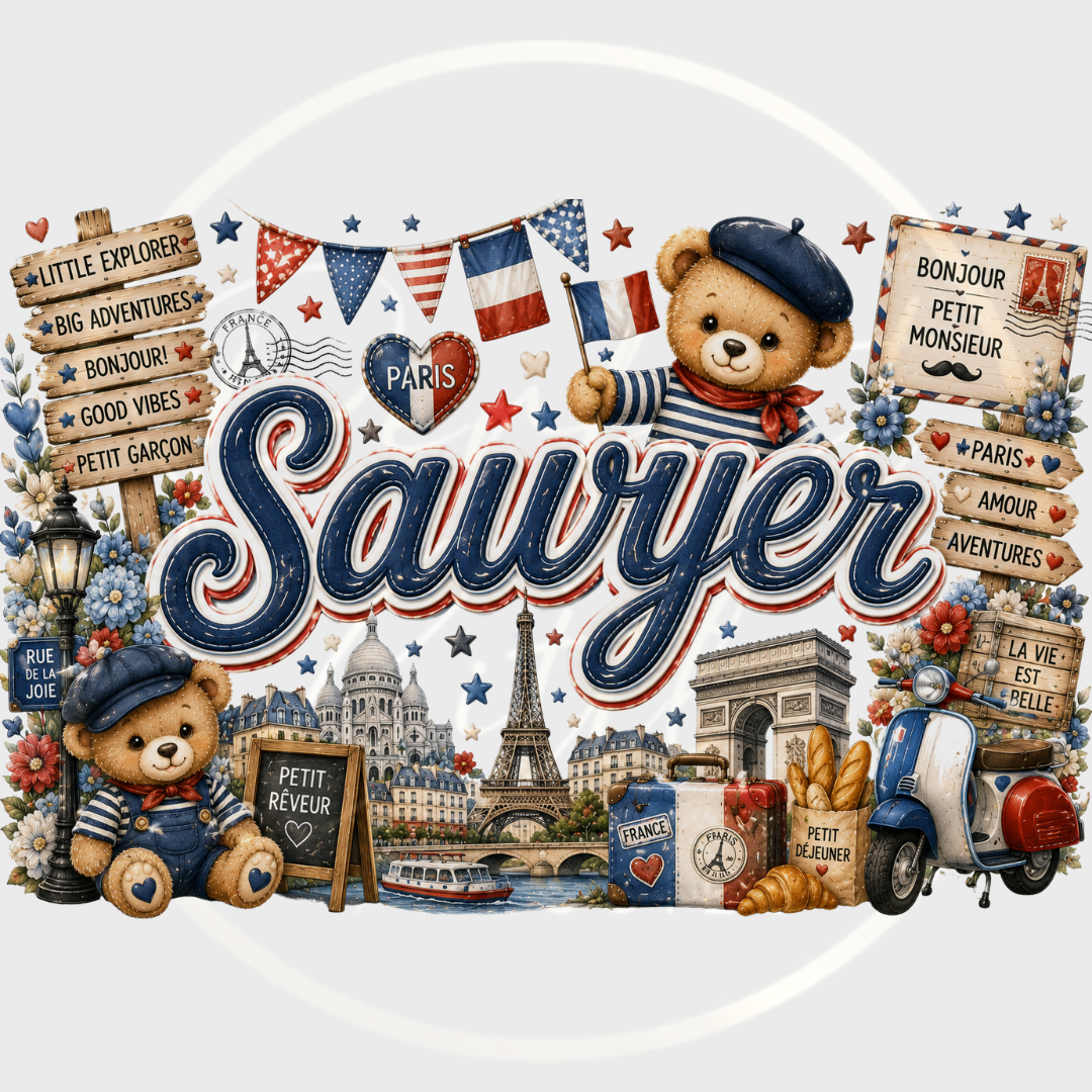 CUSTOM ADHESIVE DECAL - Little France Bear Name